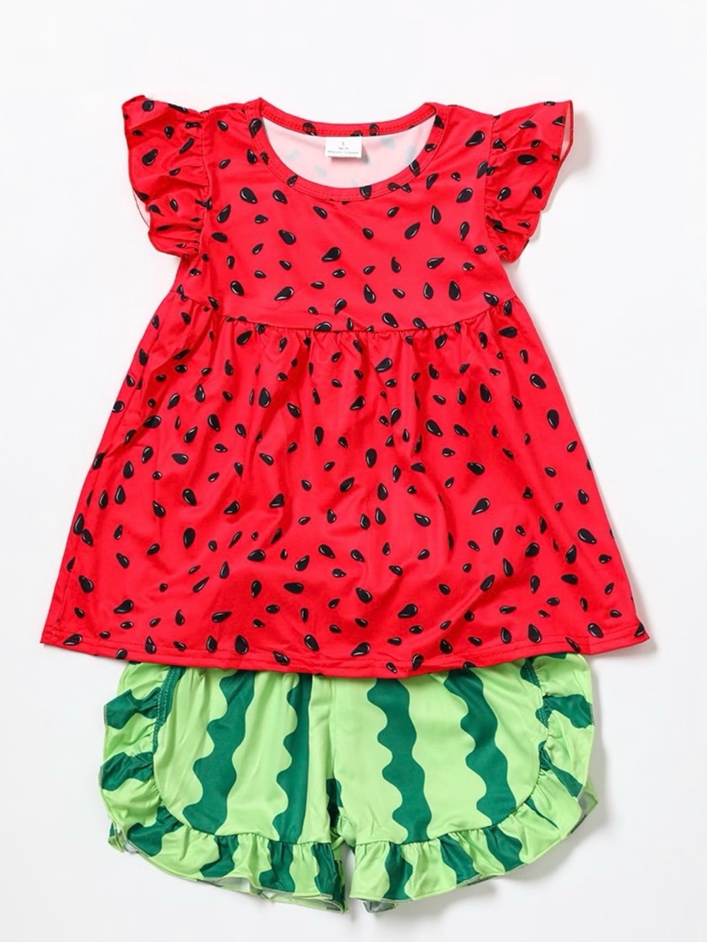 Girl’s Boutique Watermelon Print Shirt & Shorts Set - Red & Green